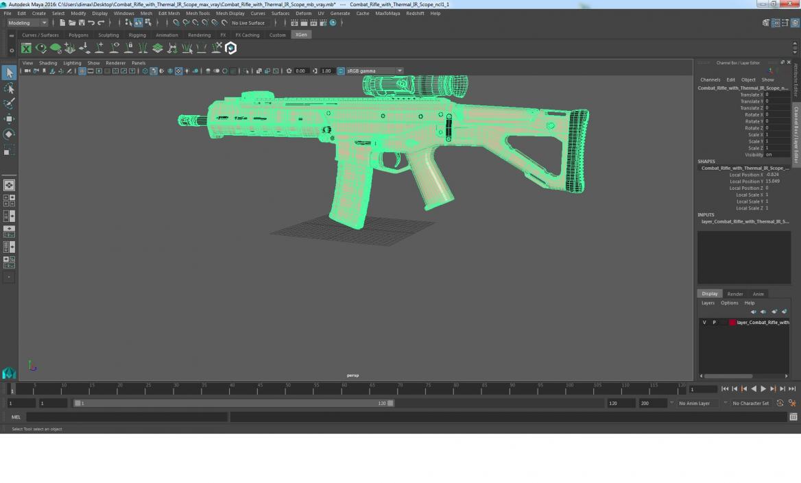 Combat Rifle with Thermal IR Scope 3D model