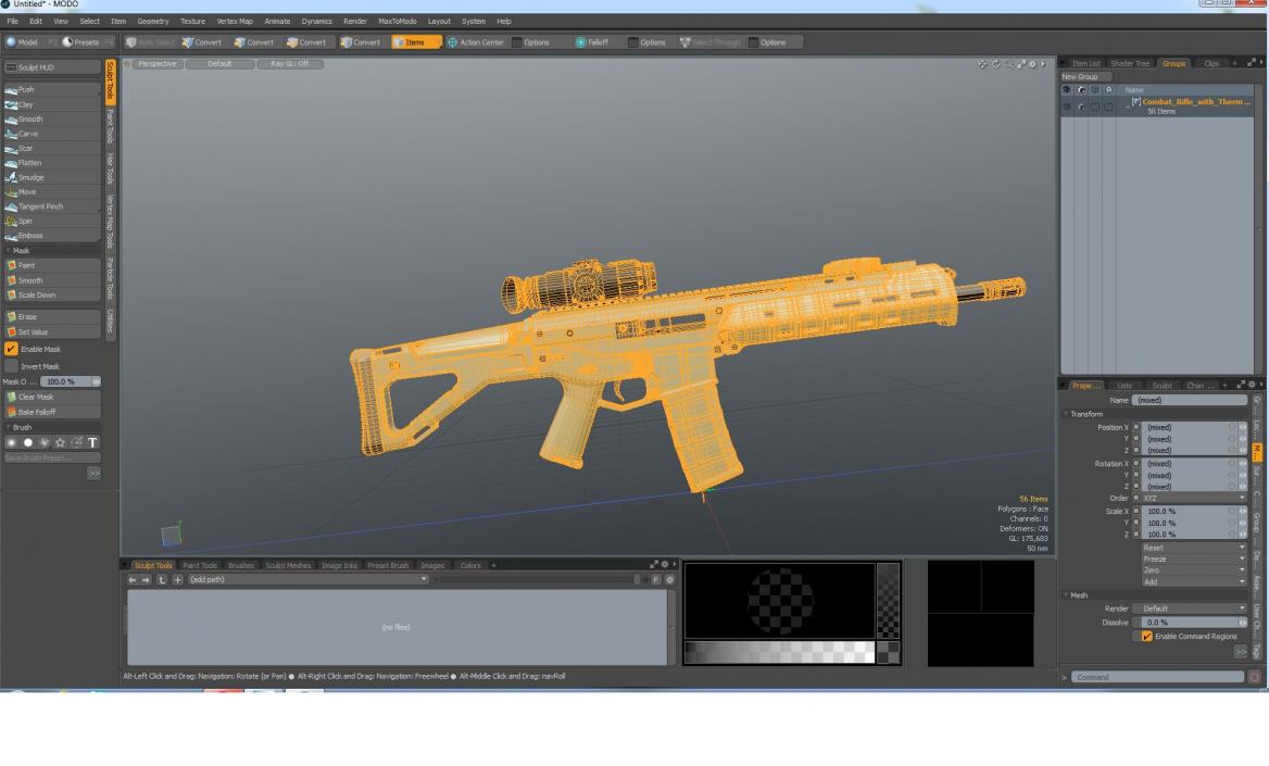 Combat Rifle with Thermal IR Scope 3D model