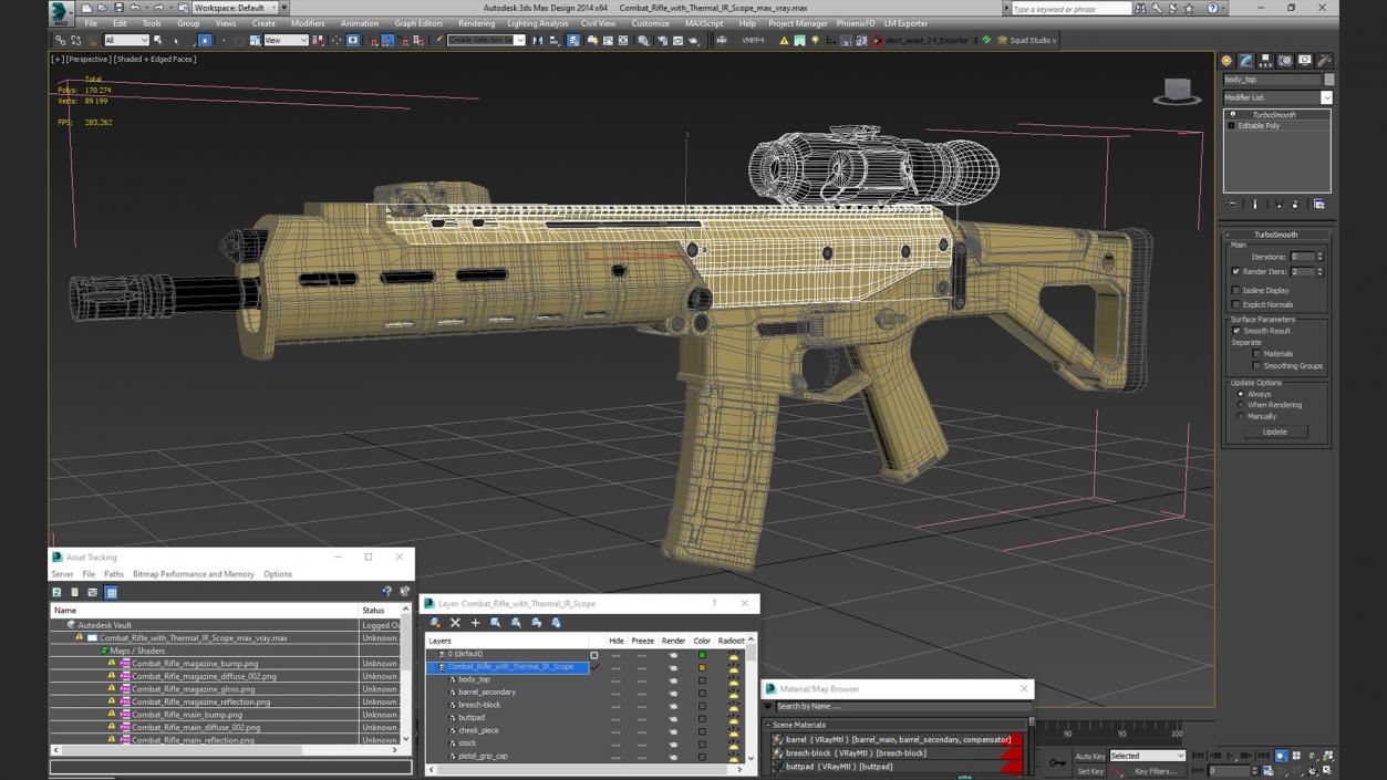 Combat Rifle with Thermal IR Scope 3D model