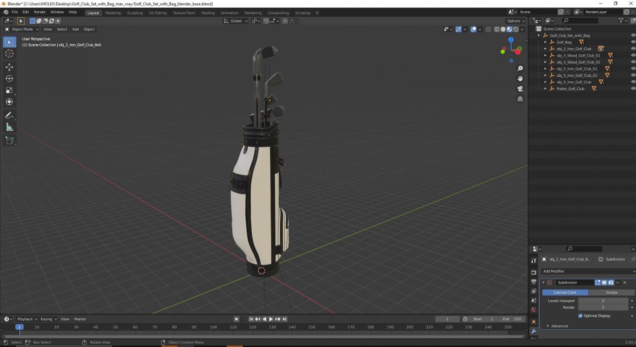 Golf Club Set with Bag 3D