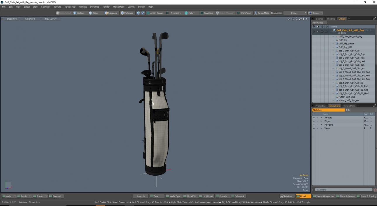 Golf Club Set with Bag 3D