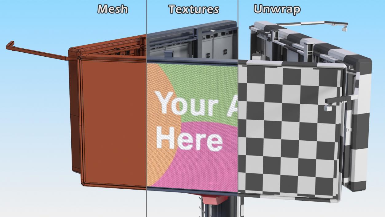 3D Three-Sided Digital Billboard 6x3 model