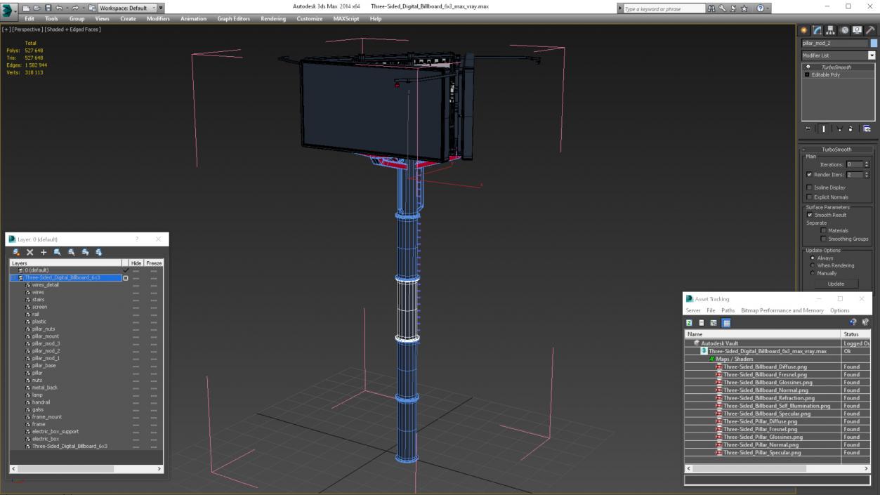 3D Three-Sided Digital Billboard 6x3 model