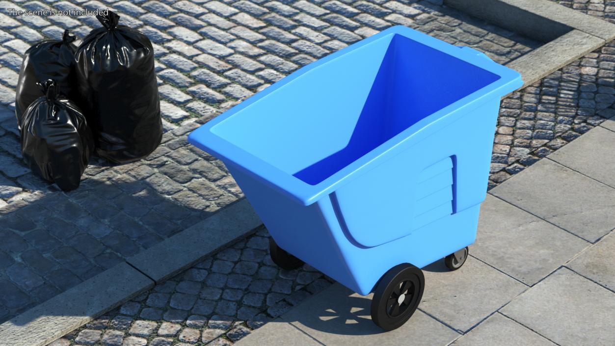 3D model Wheeled Plastic Blue Trash Can