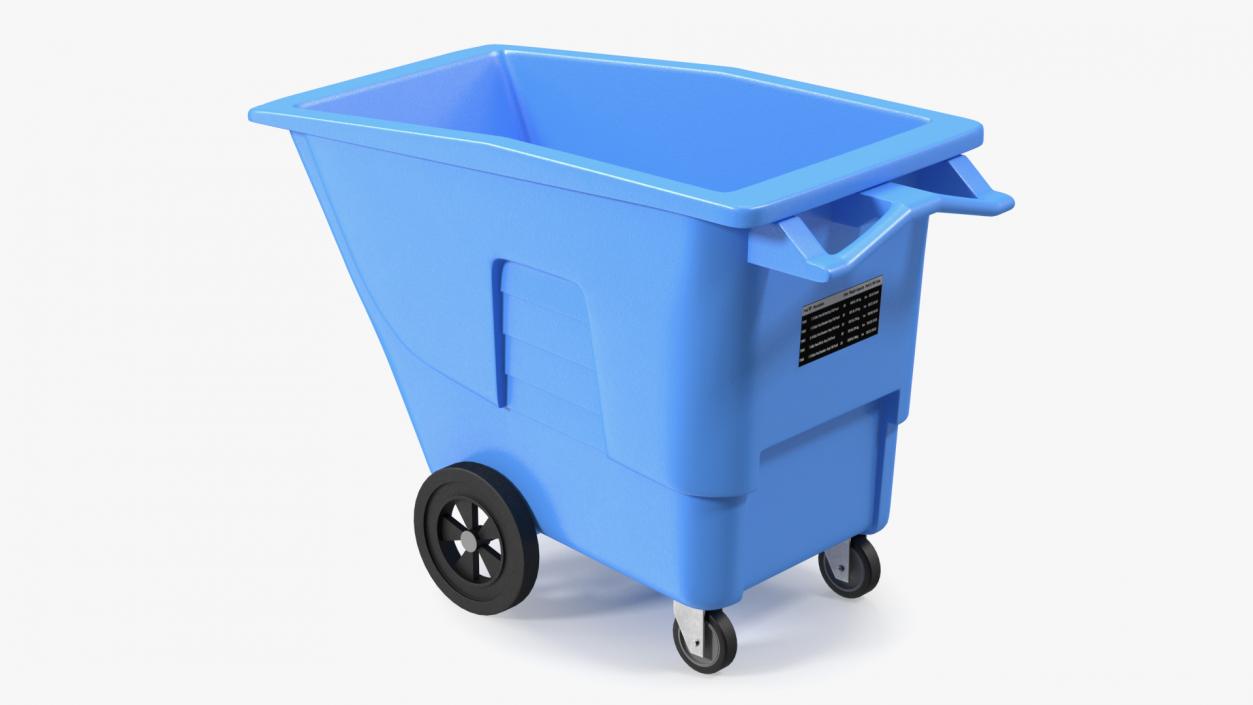 3D model Wheeled Plastic Blue Trash Can