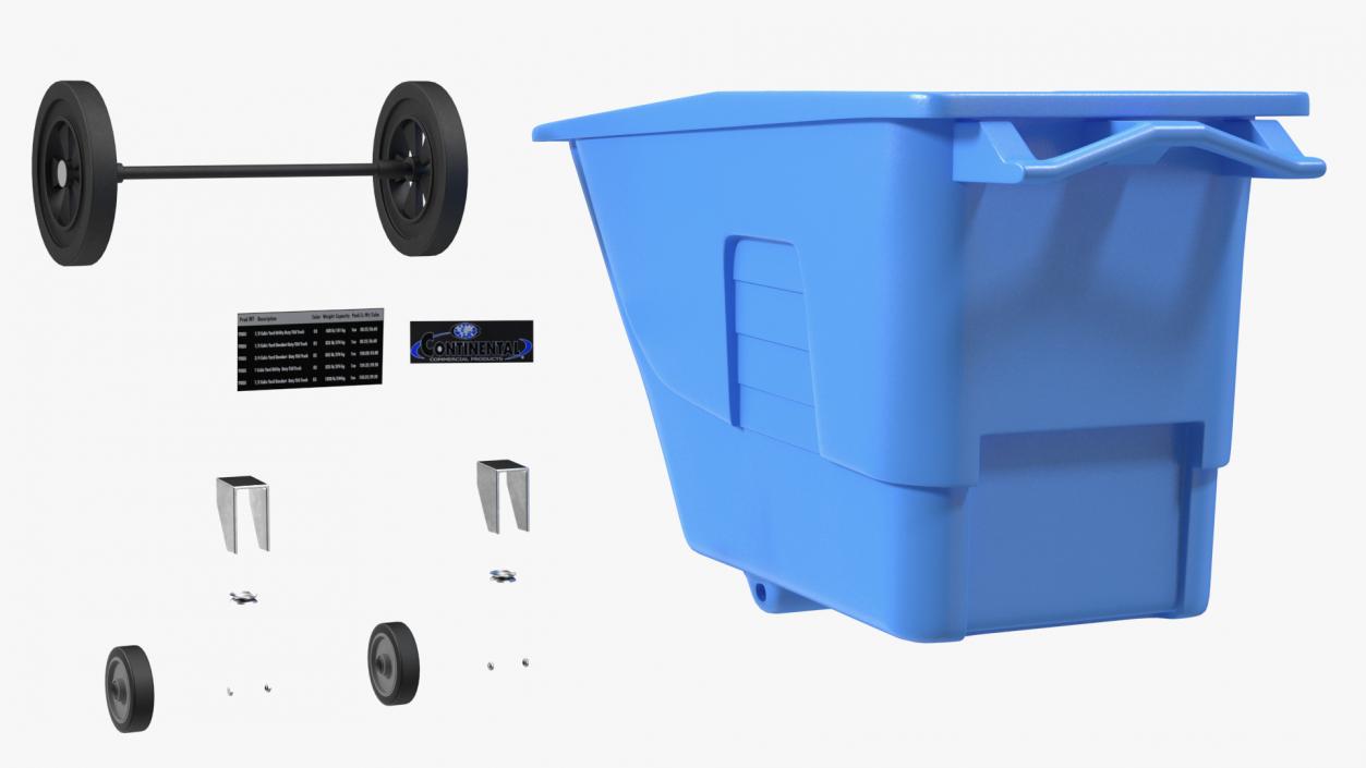 3D model Wheeled Plastic Blue Trash Can