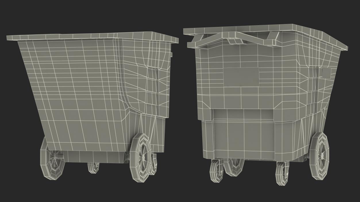 3D model Wheeled Plastic Blue Trash Can