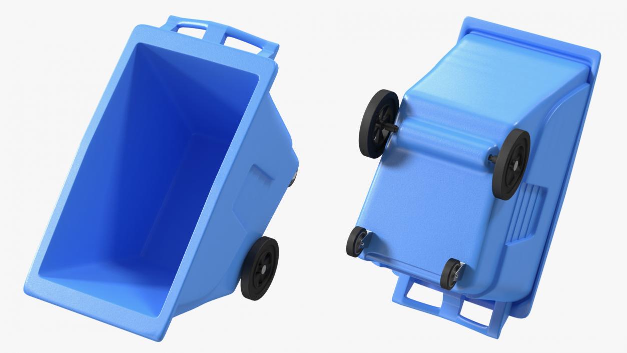 3D model Wheeled Plastic Blue Trash Can