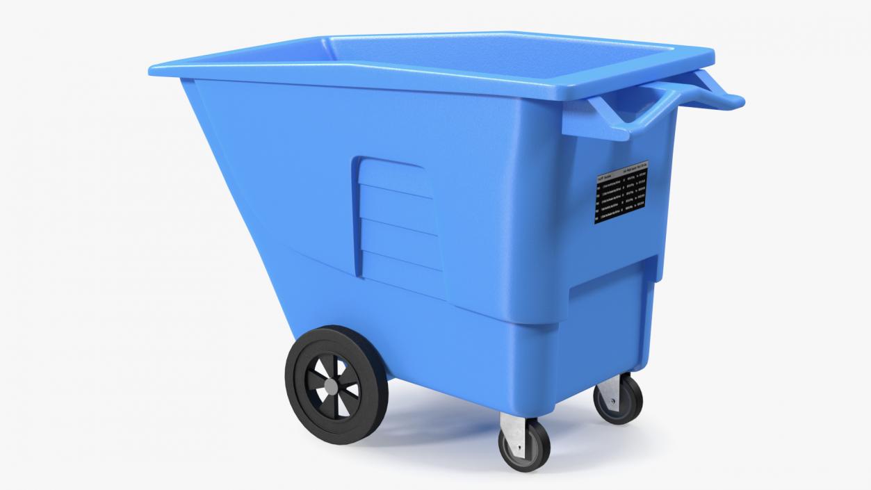 3D model Wheeled Plastic Blue Trash Can