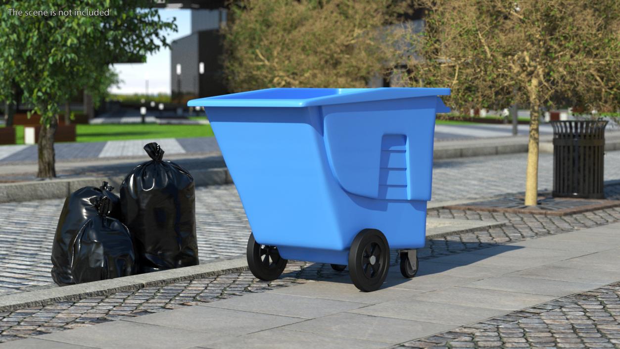 3D model Wheeled Plastic Blue Trash Can