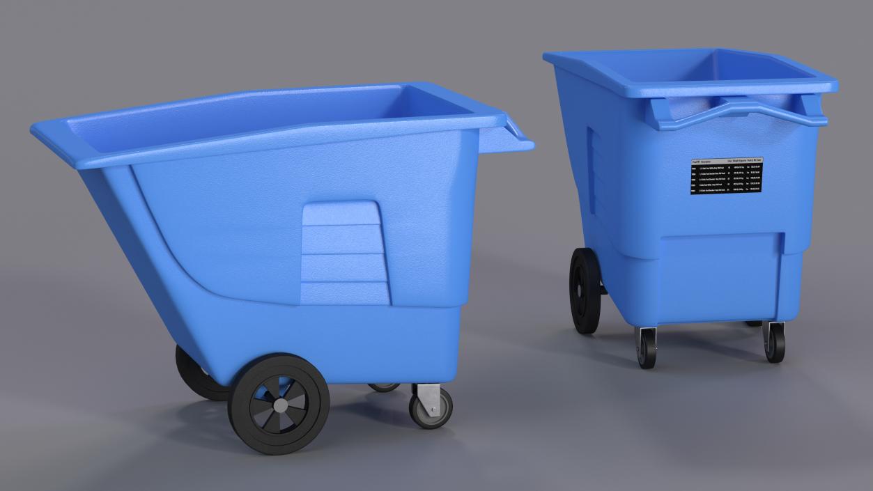 3D model Wheeled Plastic Blue Trash Can