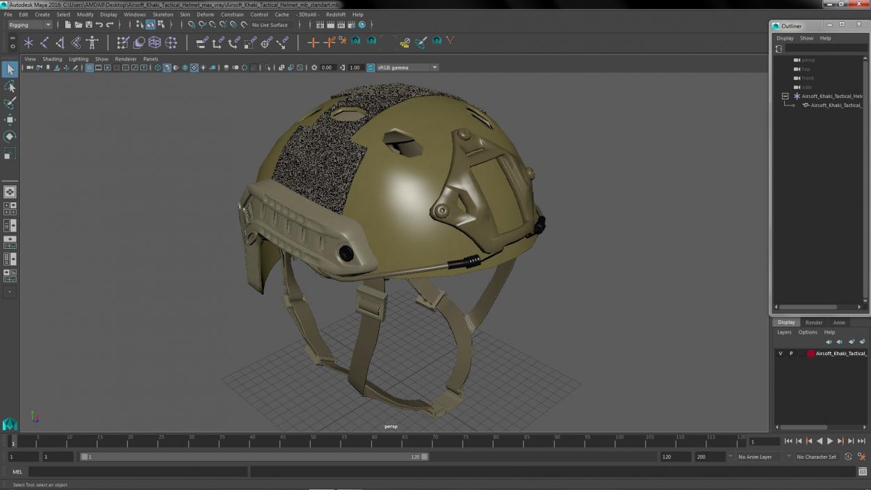 Airsoft Khaki Tactical Helmet 3D model