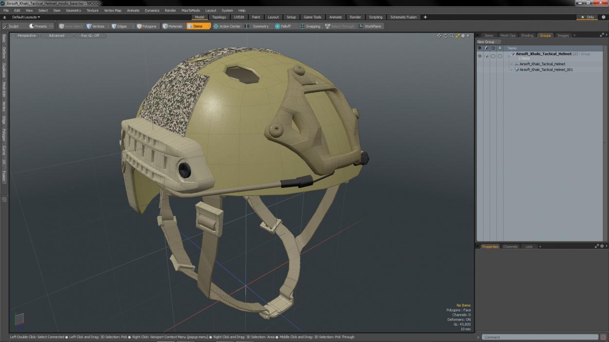 Airsoft Khaki Tactical Helmet 3D model