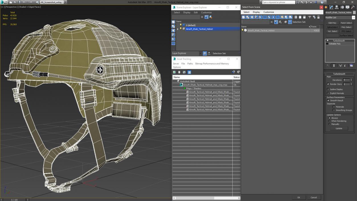 Airsoft Khaki Tactical Helmet 3D model