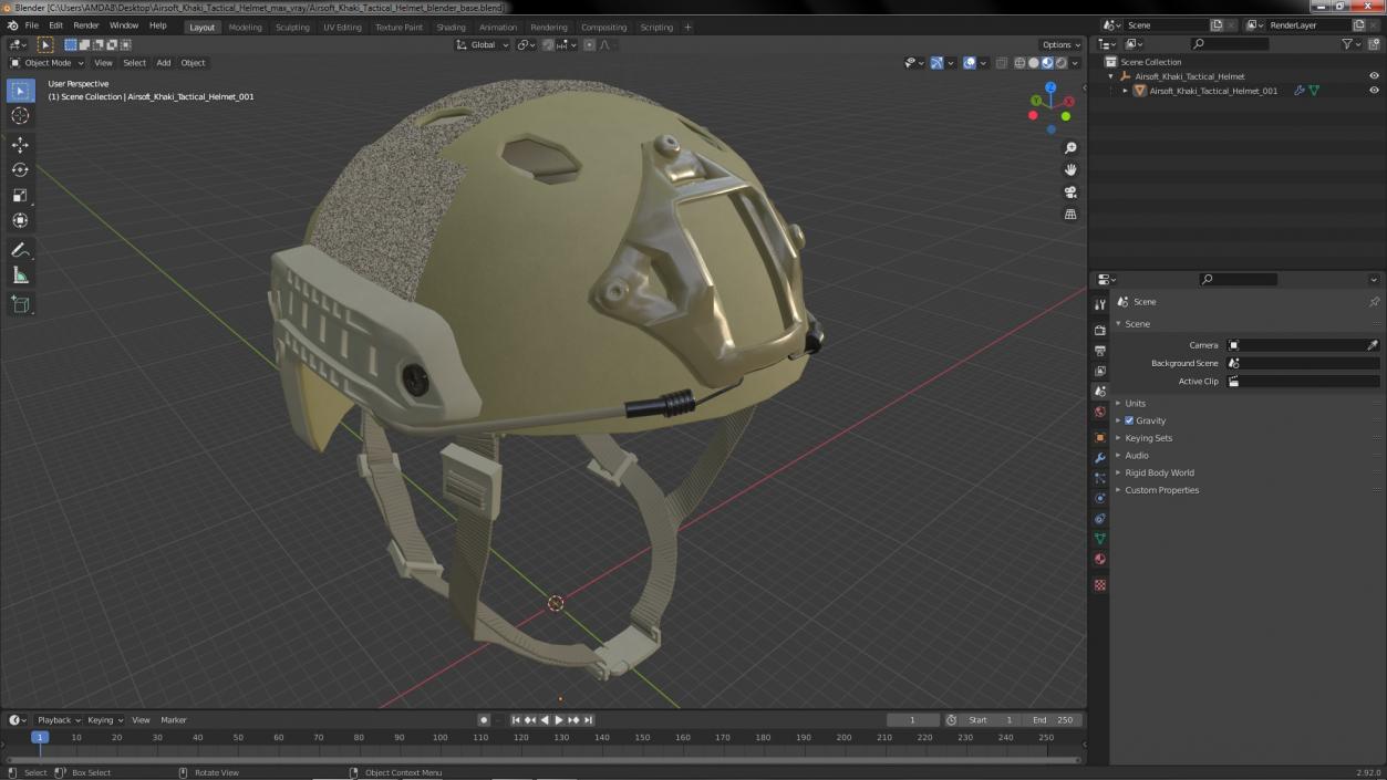 Airsoft Khaki Tactical Helmet 3D model