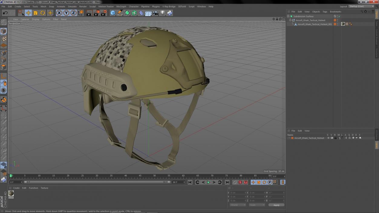 Airsoft Khaki Tactical Helmet 3D model