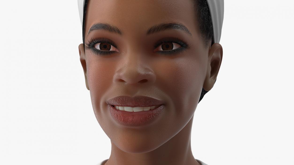 3D model Light Skin Black Maid with Handheld Vacuum Cleaner