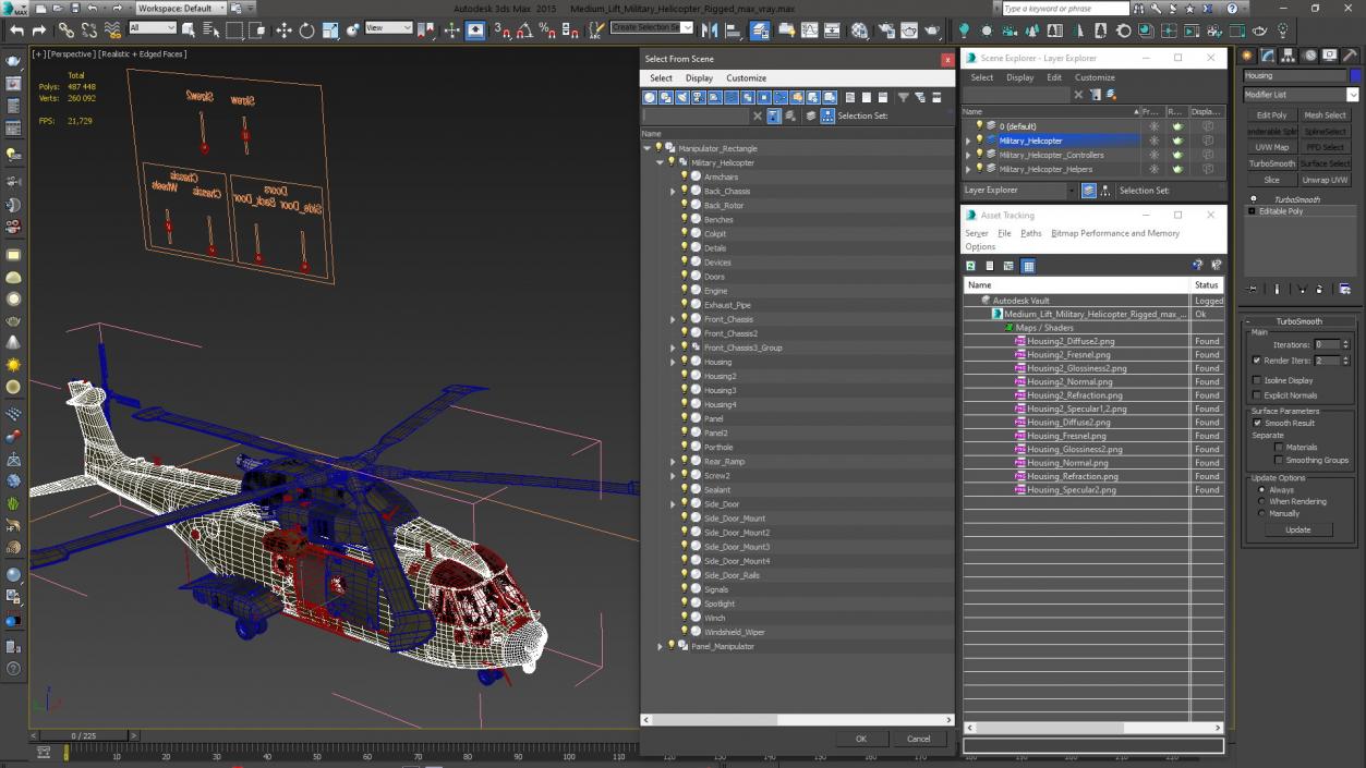 3D Medium Lift Military Helicopter Rigged model