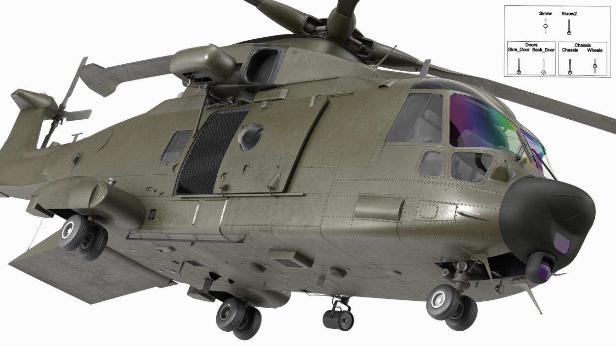 3D Medium Lift Military Helicopter Rigged model