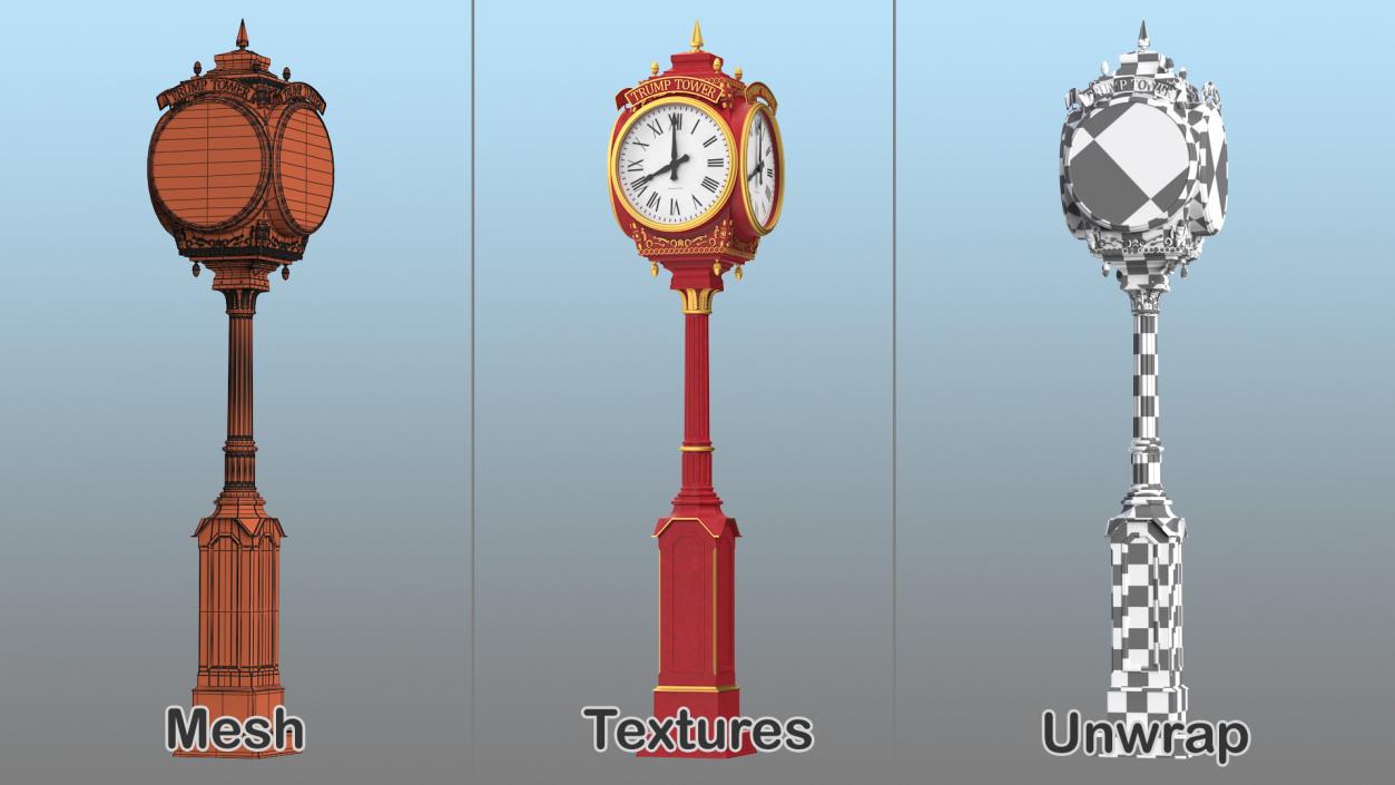 3D Trump Tower Clock Red