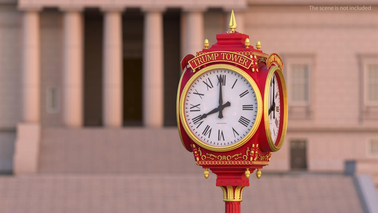 3D Trump Tower Clock Red