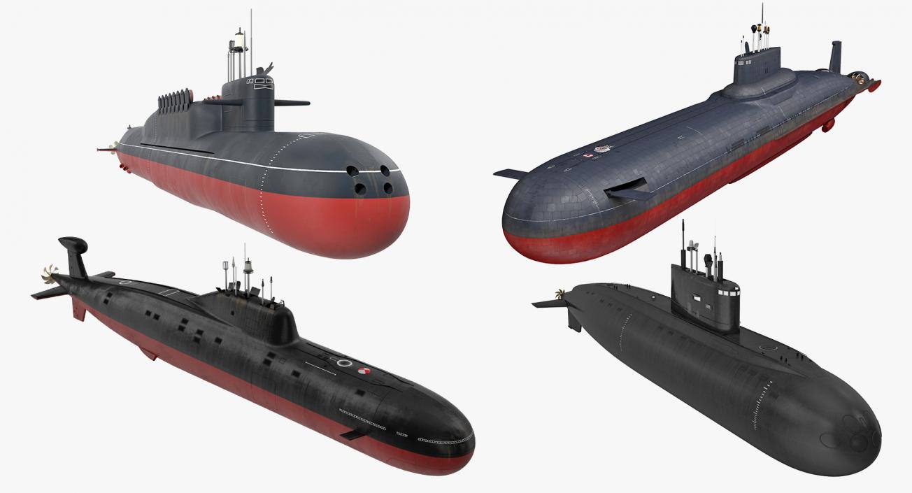 3D model Russian Military Submarines Rigged Collection