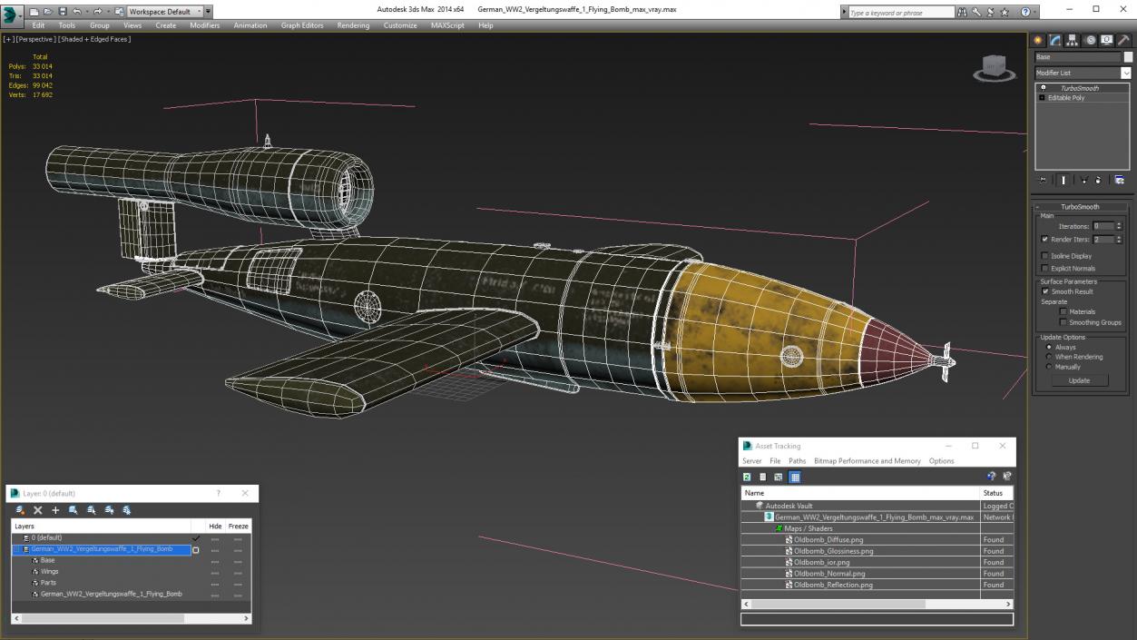 3D German WW2 Vergeltungswaffe 1 Flying Bomb