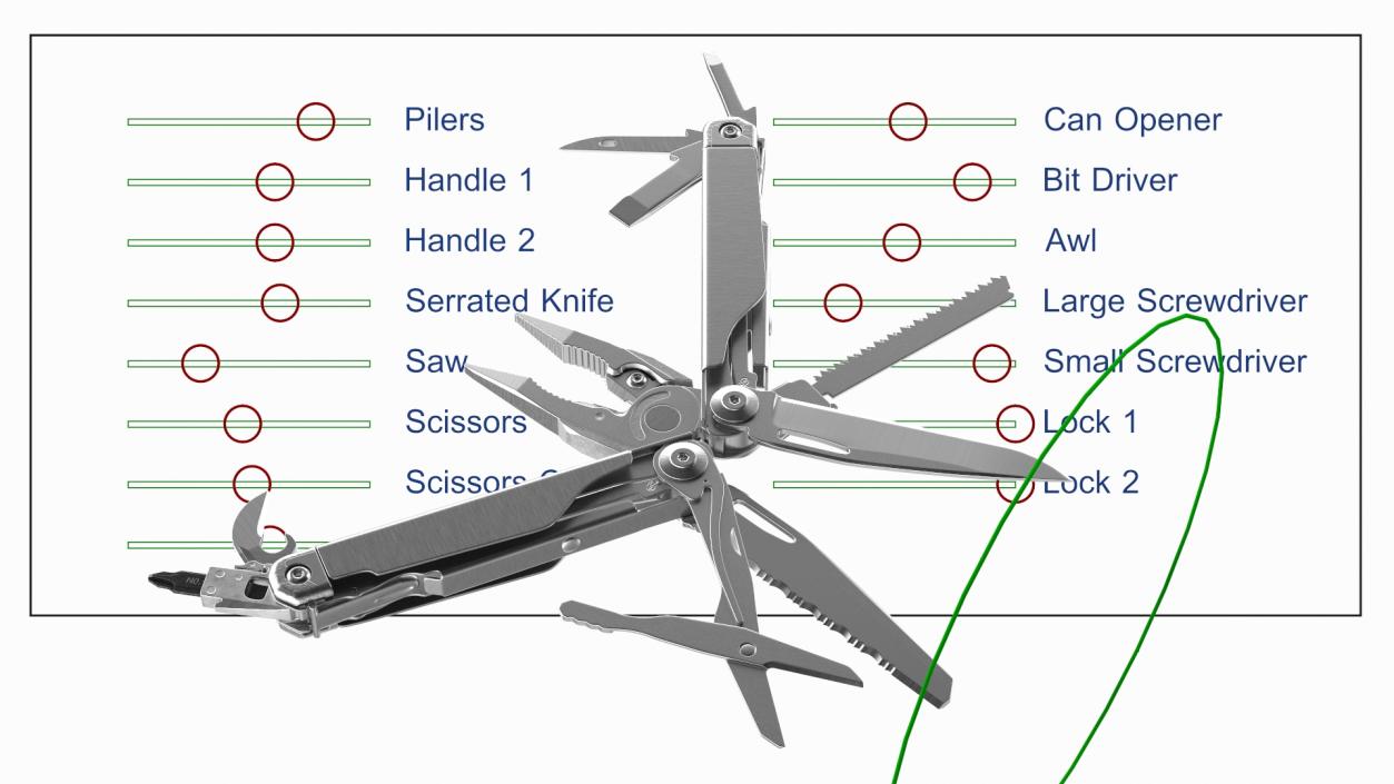 3D Multitool Silver Rigged model