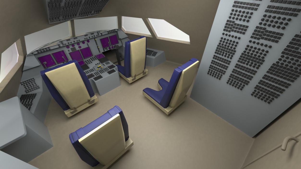 Long Range Plane Simple Interior Rigged 3D model