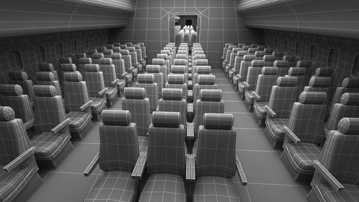 Long Range Plane Simple Interior Rigged 3D model