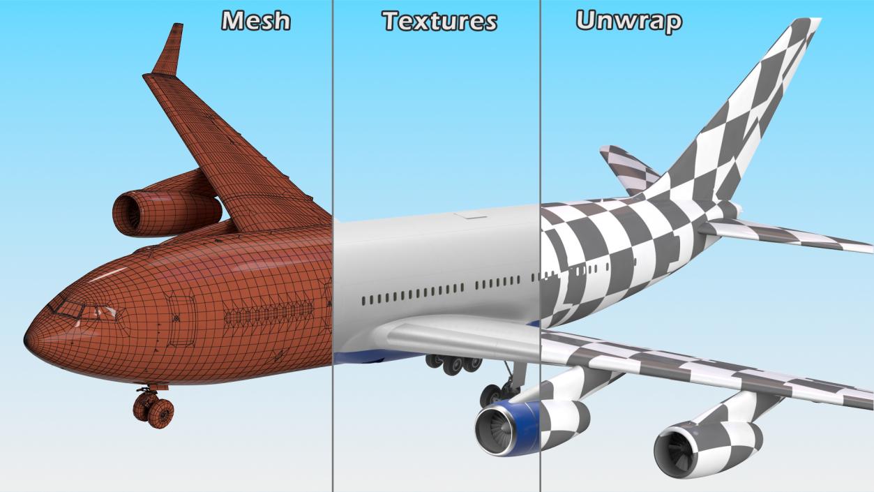 Long Range Plane Simple Interior Rigged 3D model