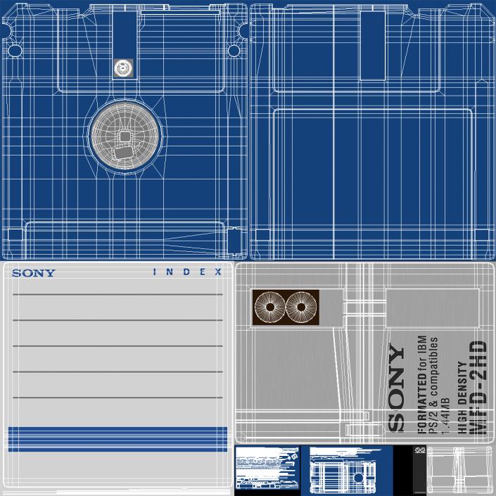 3D model Sony MFD 2HD Double Sided Micro Diskette Blue