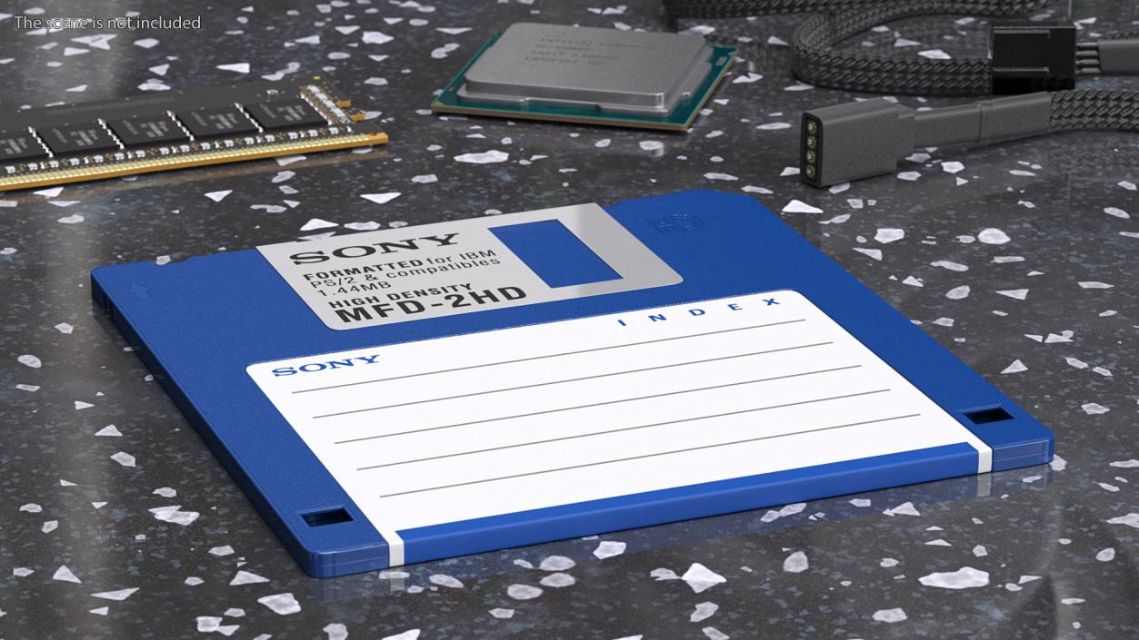 3D model Sony MFD 2HD Double Sided Micro Diskette Blue