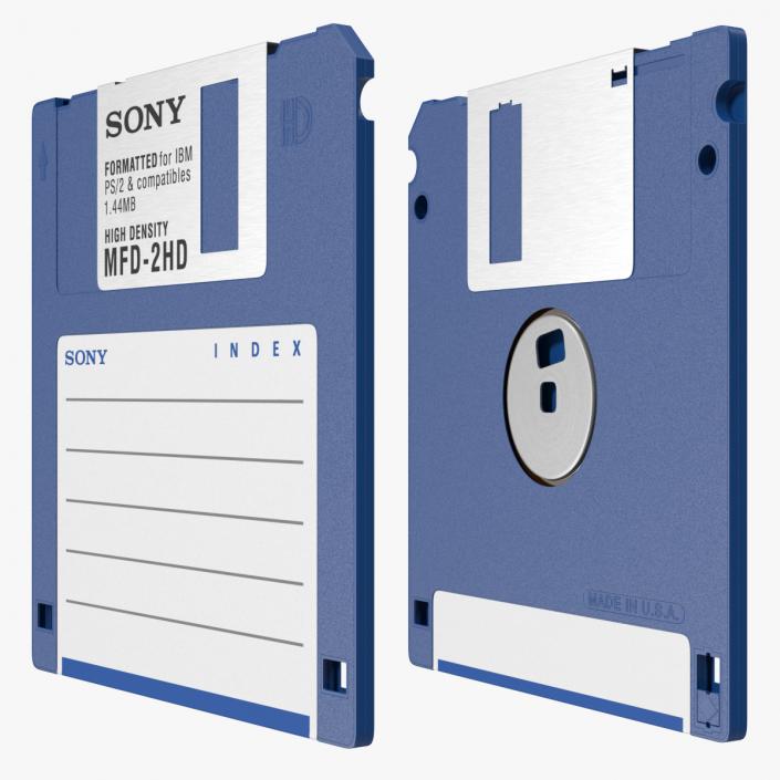 3D model Sony MFD 2HD Double Sided Micro Diskette Blue