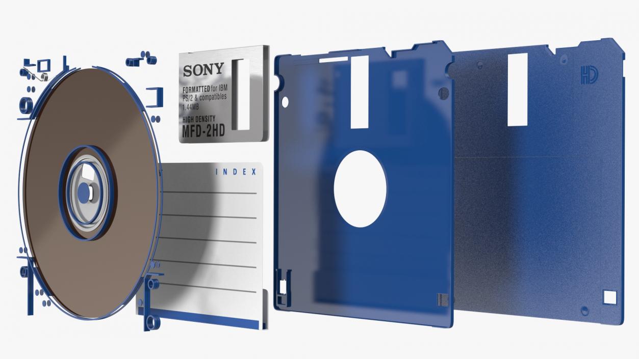 3D model Sony MFD 2HD Double Sided Micro Diskette Blue