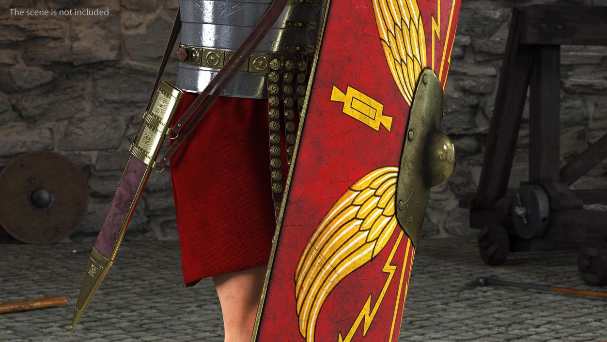 Roman Legionnaire with Gladius Salute Pose Fur1 3D