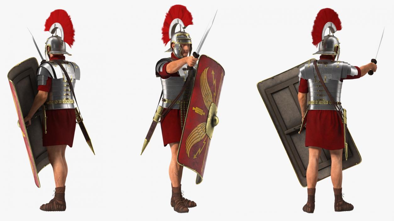 Roman Legionnaire with Gladius Salute Pose Fur1 3D