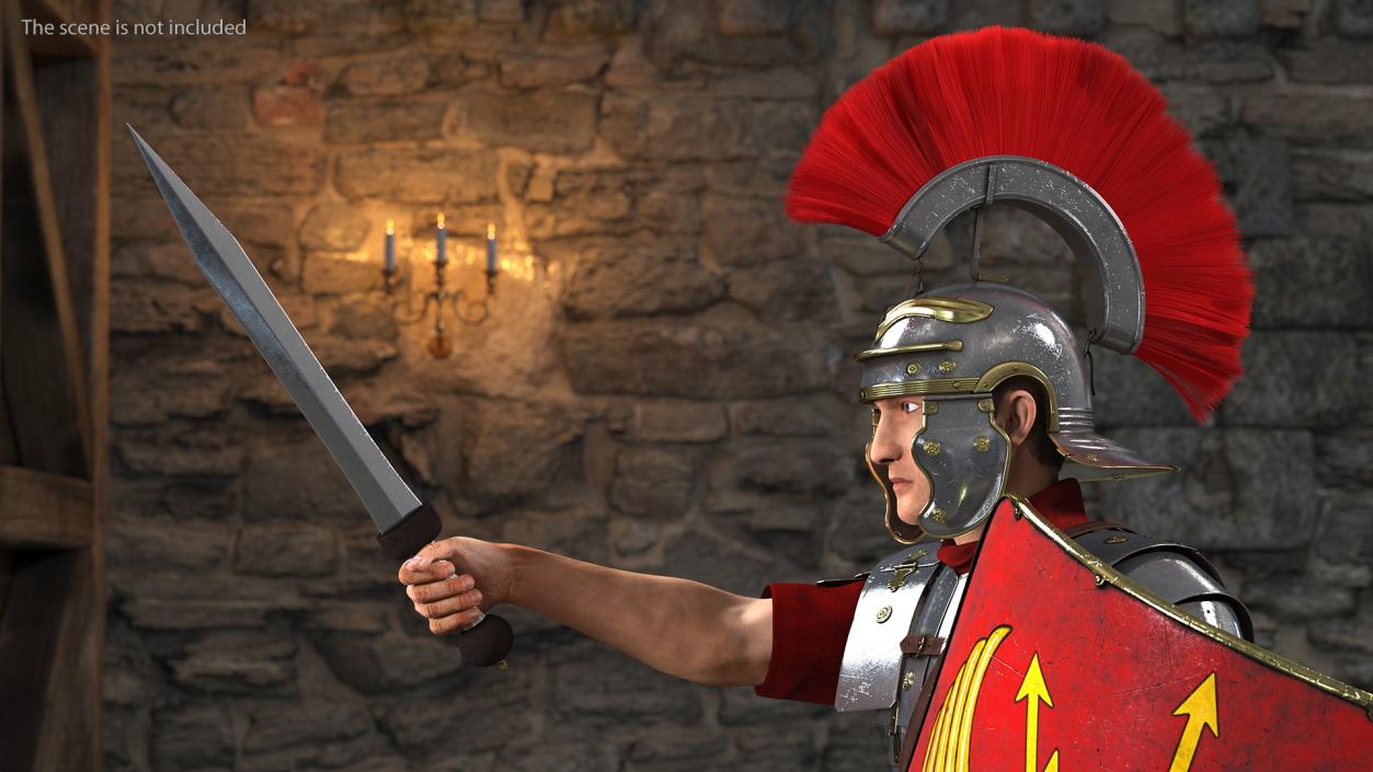 Roman Legionnaire with Gladius Salute Pose Fur1 3D