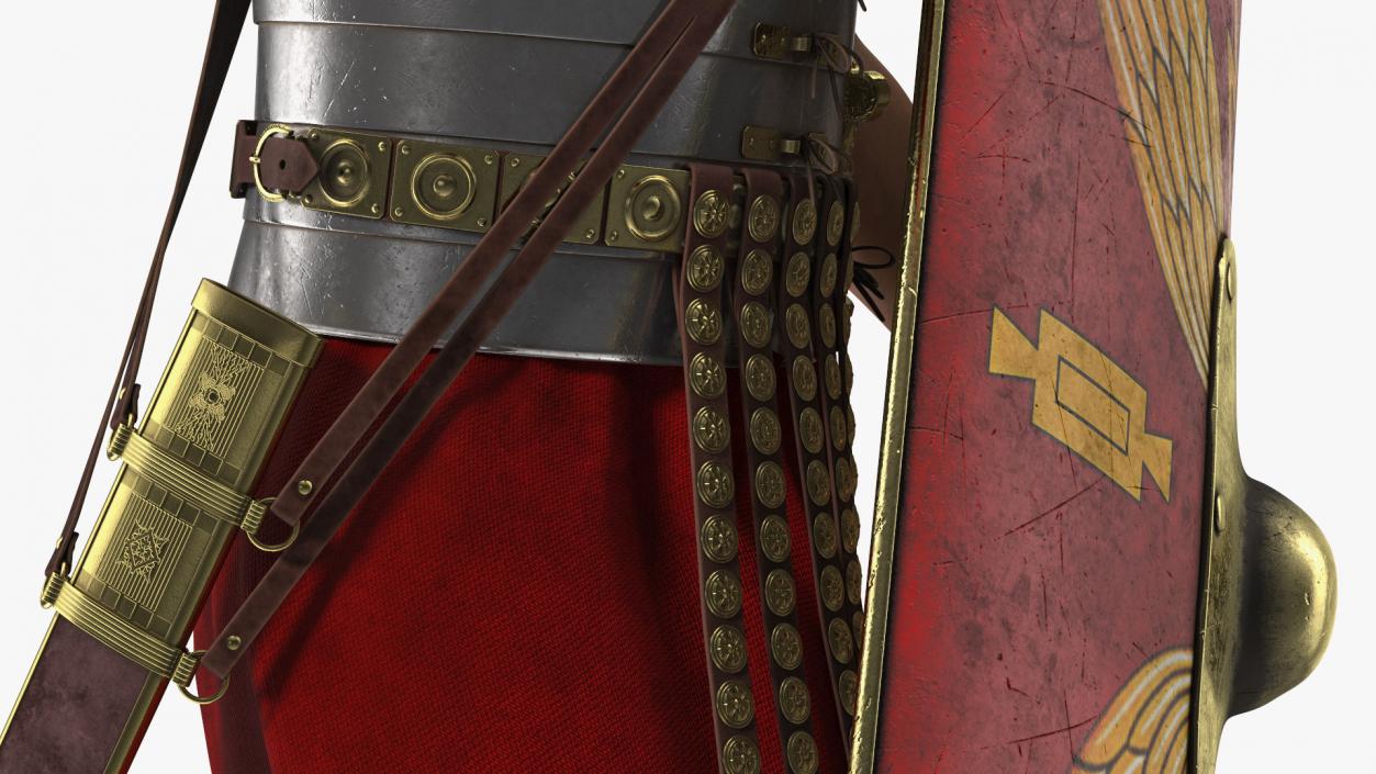 Roman Legionnaire with Gladius Salute Pose Fur1 3D