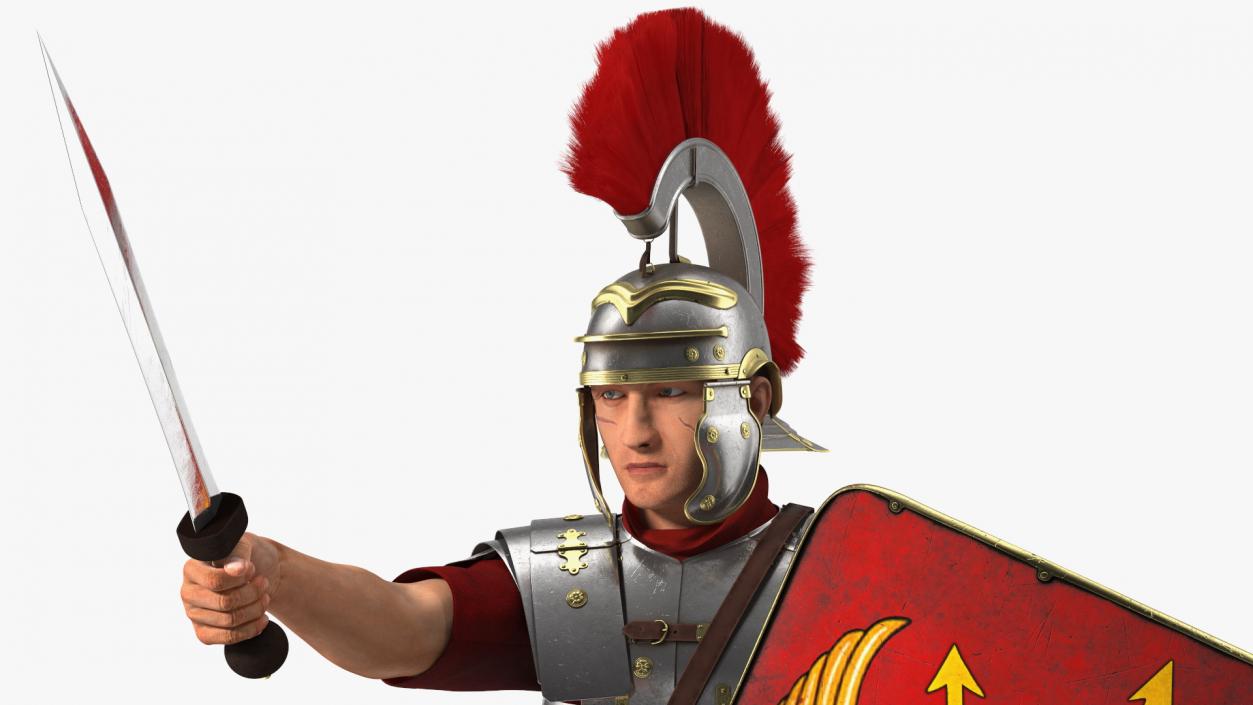 Roman Legionnaire with Gladius Salute Pose Fur1 3D