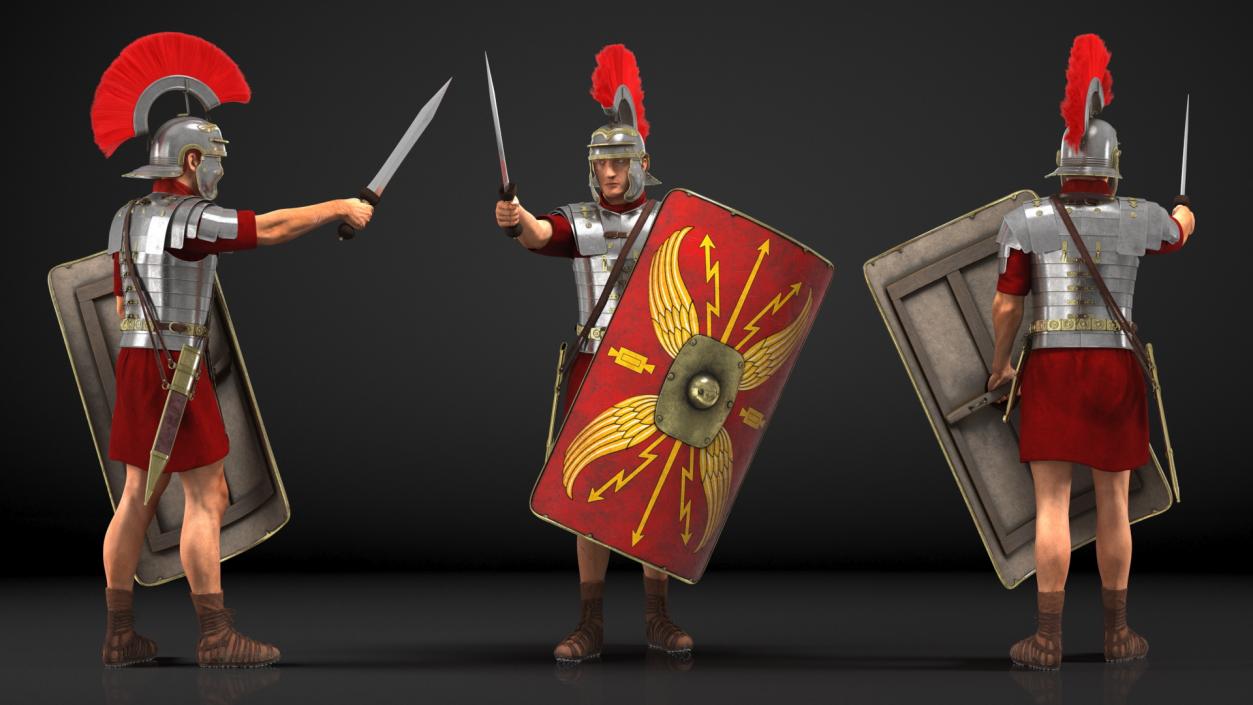 Roman Legionnaire with Gladius Salute Pose Fur1 3D