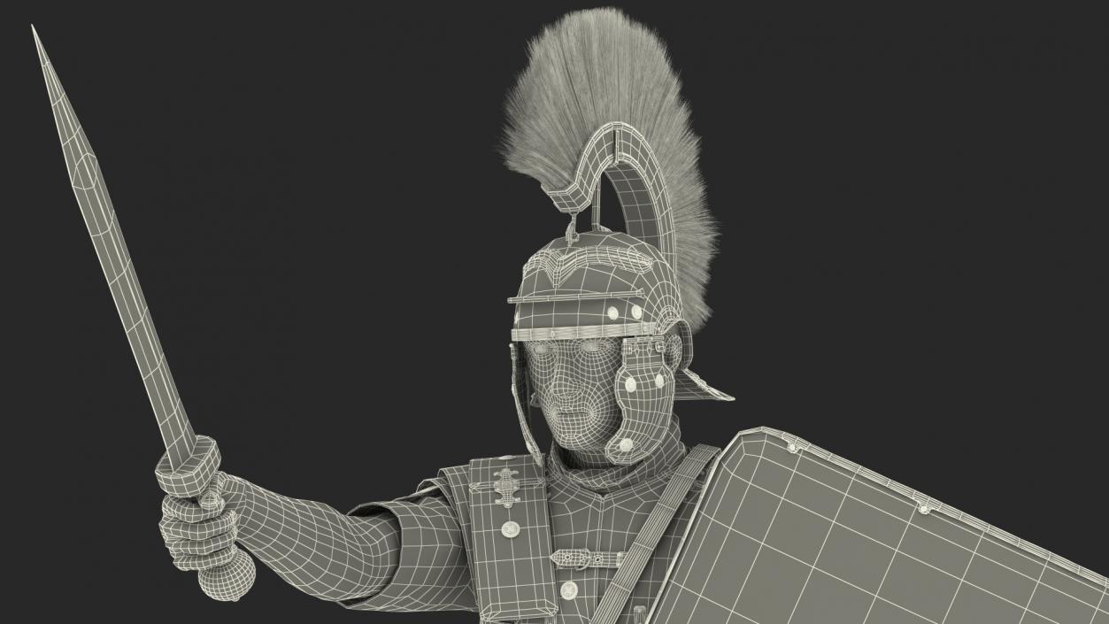 Roman Legionnaire with Gladius Salute Pose Fur1 3D