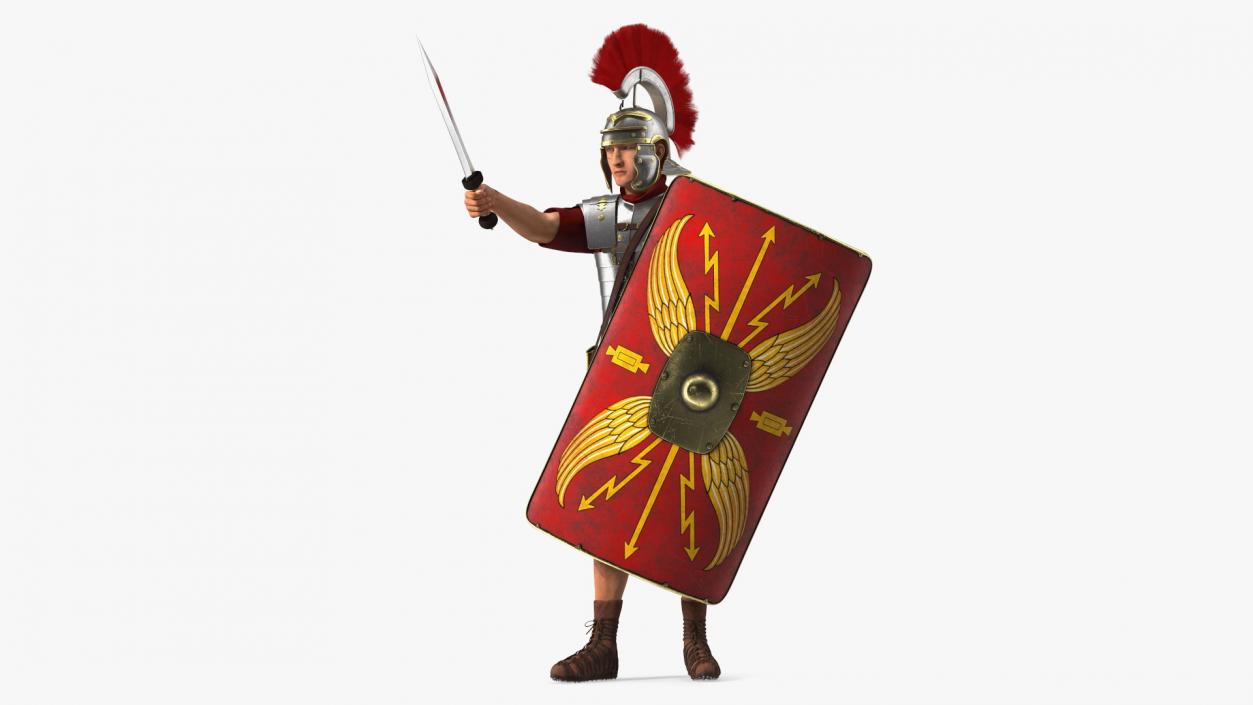 Roman Legionnaire with Gladius Salute Pose Fur1 3D