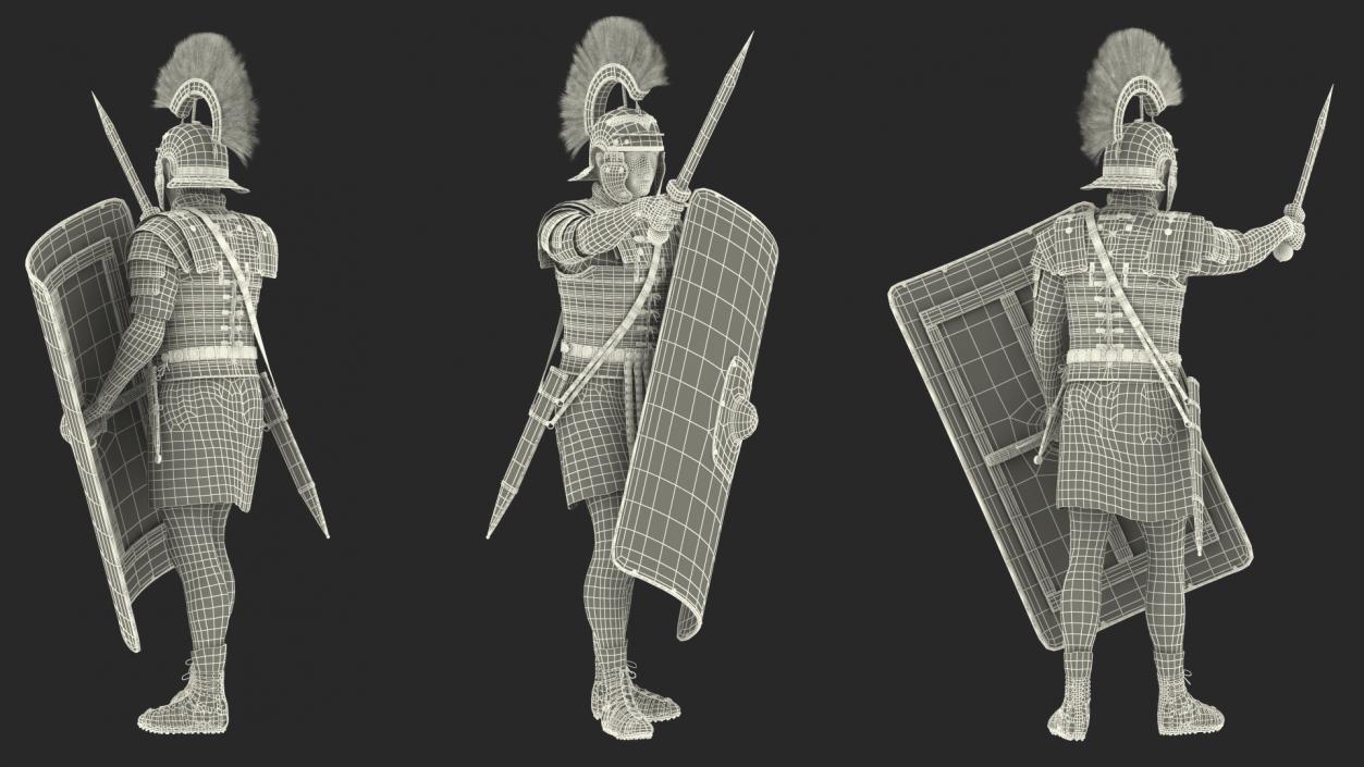 Roman Legionnaire with Gladius Salute Pose Fur1 3D