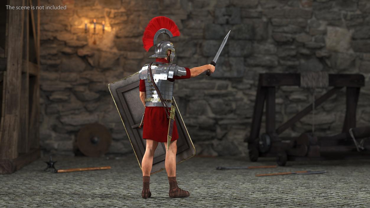 Roman Legionnaire with Gladius Salute Pose Fur1 3D