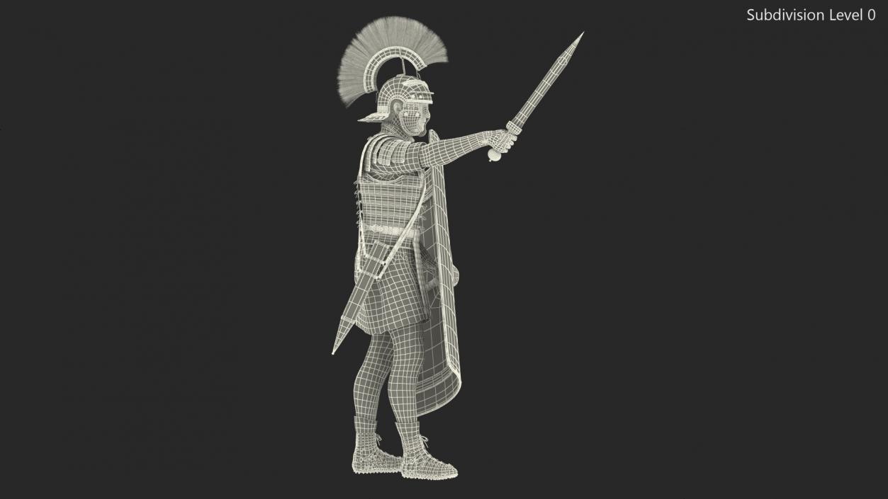 Roman Legionnaire with Gladius Salute Pose Fur1 3D