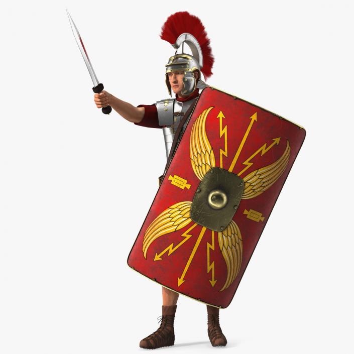 Roman Legionnaire with Gladius Salute Pose Fur1 3D