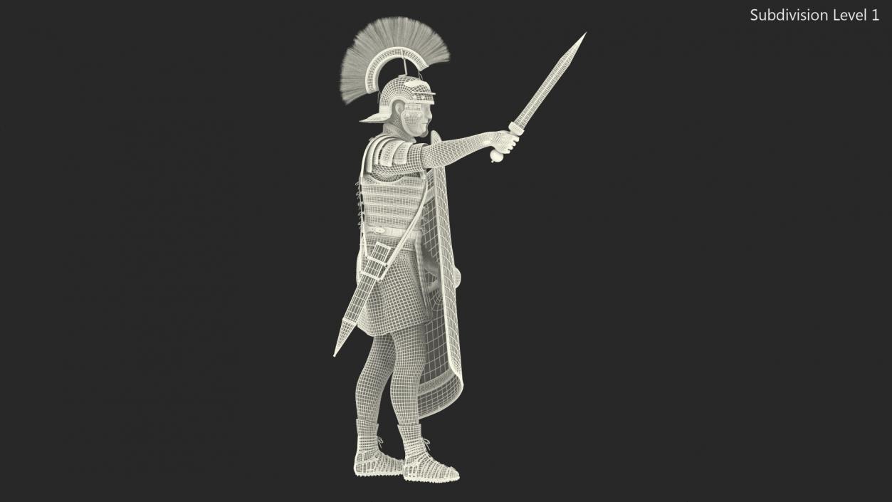 Roman Legionnaire with Gladius Salute Pose Fur1 3D