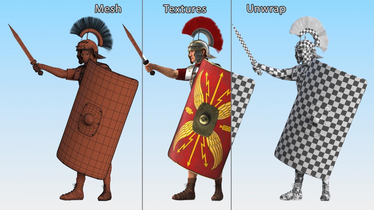 Roman Legionnaire with Gladius Salute Pose Fur1 3D