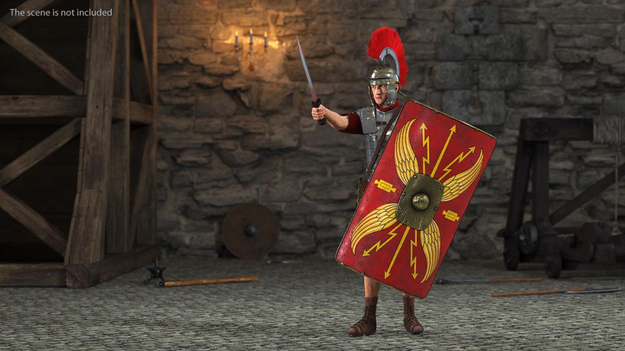 Roman Legionnaire with Gladius Salute Pose Fur1 3D